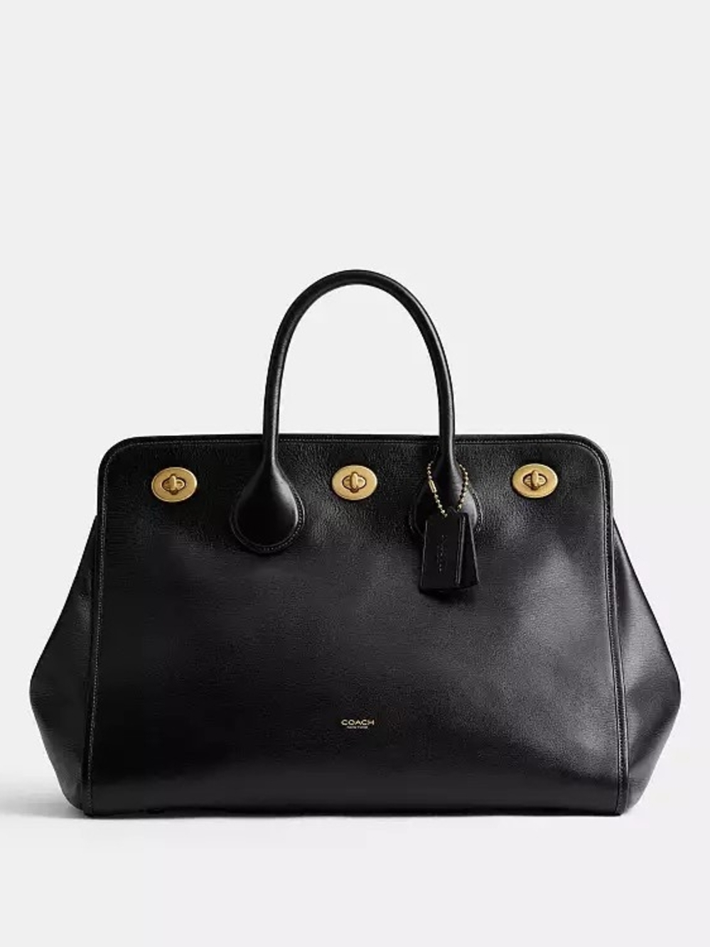 Coach Black Leather Satchel with Gold Hardware